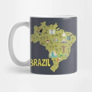 Brazil Illustrated Map Mug